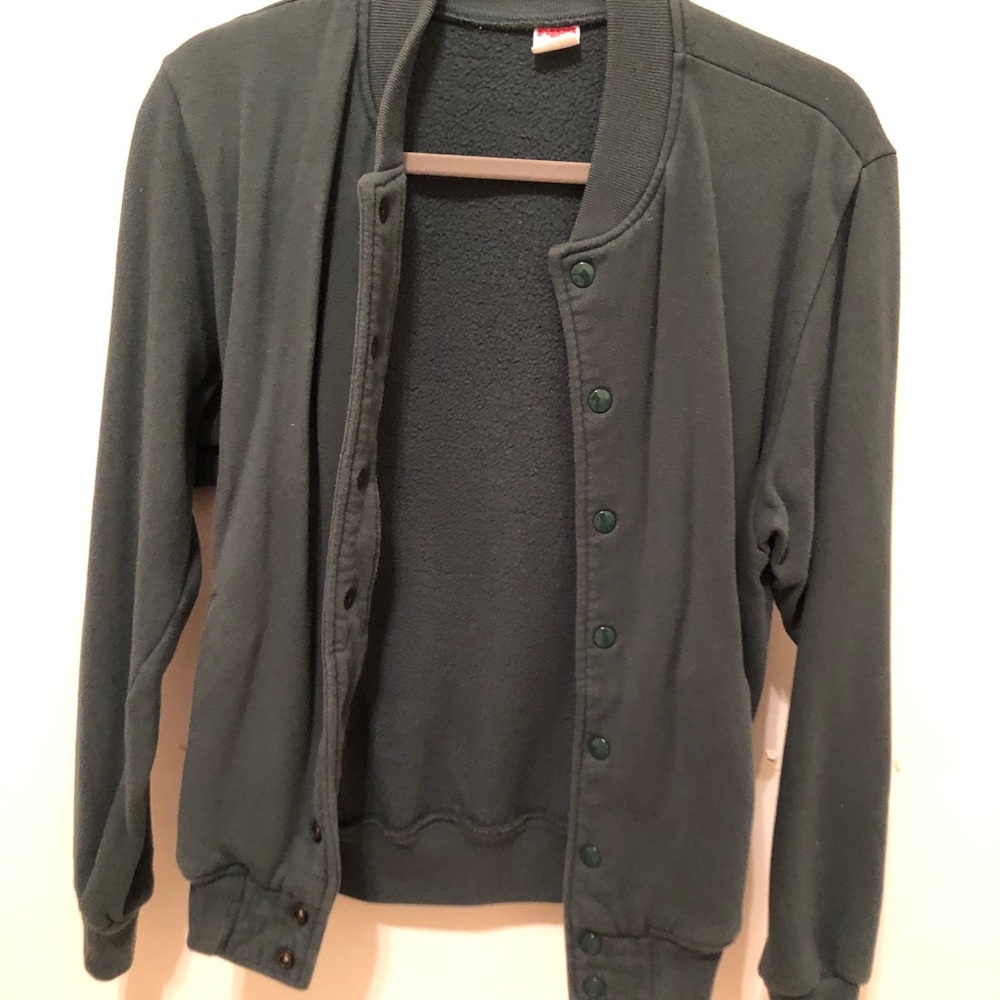 Green American Apparel Baseball Sweatshirt